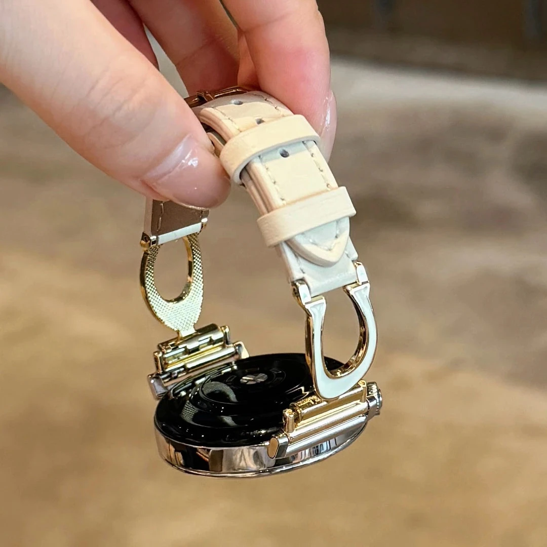 适用华为新款U字扣滴胶拼皮质手表表带watch3watch4GT5proGT3GT4