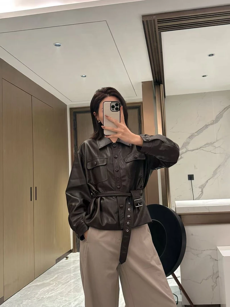 XiANJiE“宋佳同款”皮衣外套女爆款2025新款女装网红款女皮衣8832