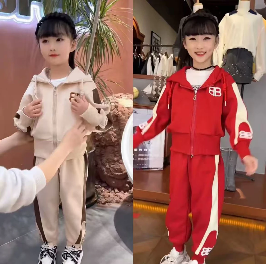 女童秋装套装2025新款运动中大童装网红洋气时髦儿童休闲两件套