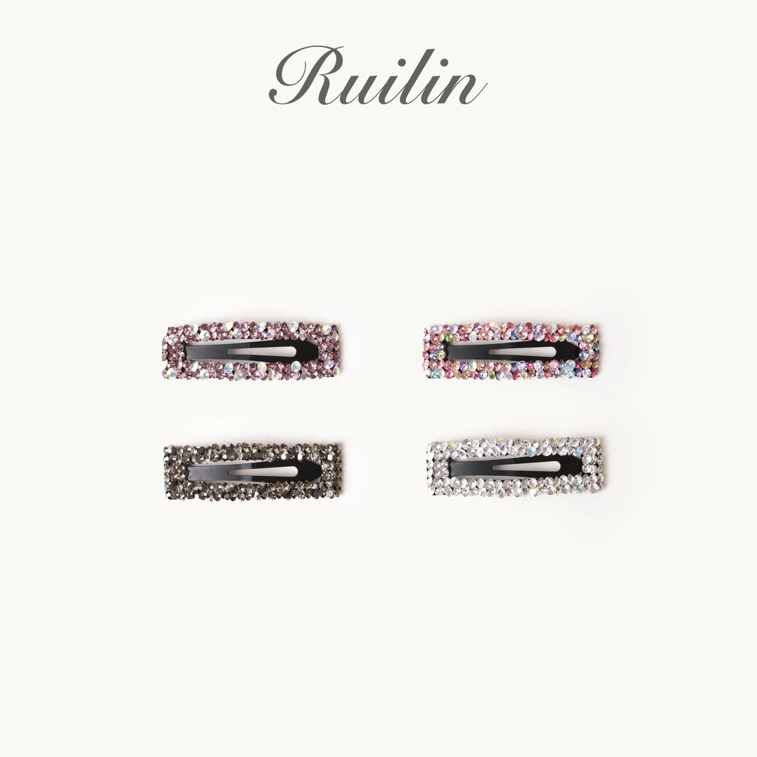RUILIN【方钻晶灵之恋】发夹气质简约满钻精致