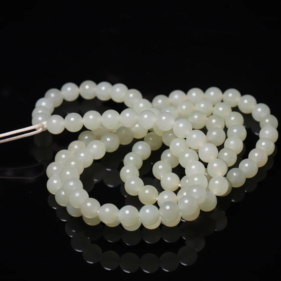 清代和田玉素珠项链