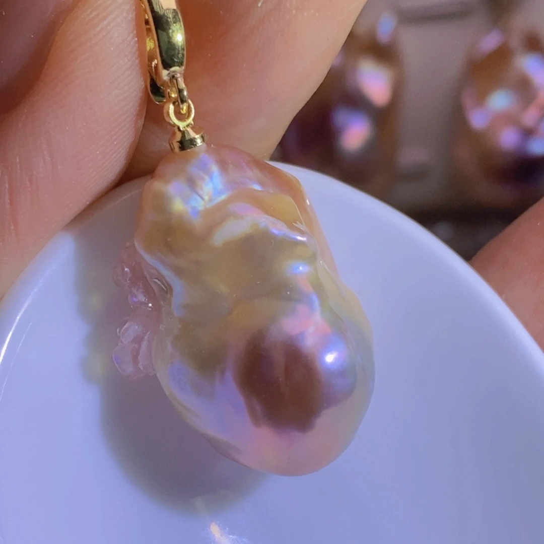 银S925镶嵌淡水珍珠天然淡水珍珠无染色无优化