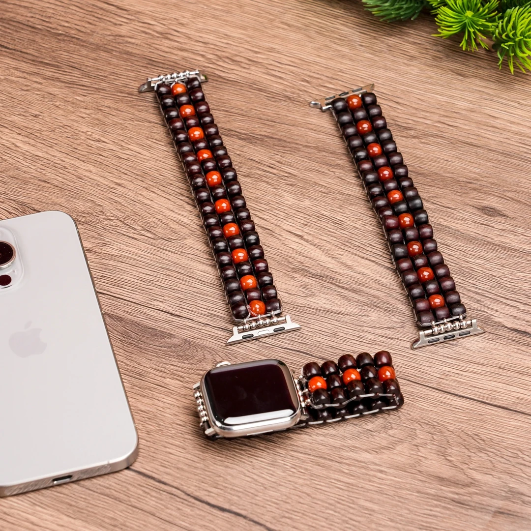 檀锦阁SXM【以礼相待】洪福齐天苹果手表带-小叶紫檀-gz0072-1