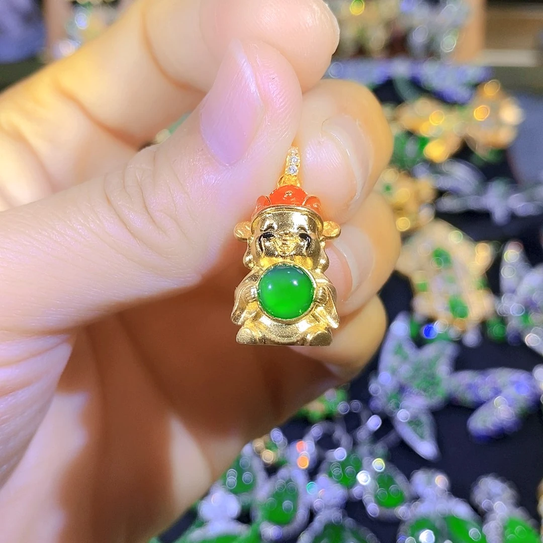 吊坠(不含链)银S925镶嵌翡翠