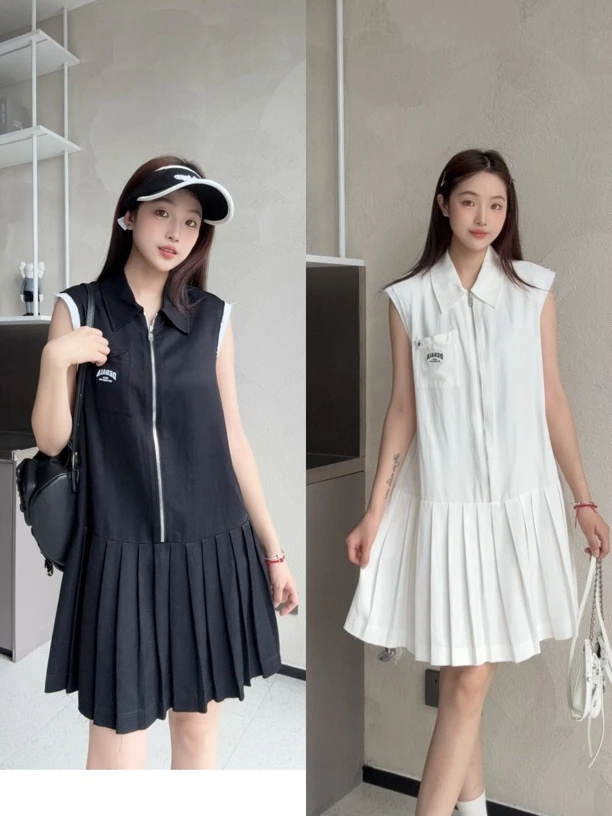 DEGAIA连衣裙｜同款多色时尚设计感无袖百褶连衣裙162023