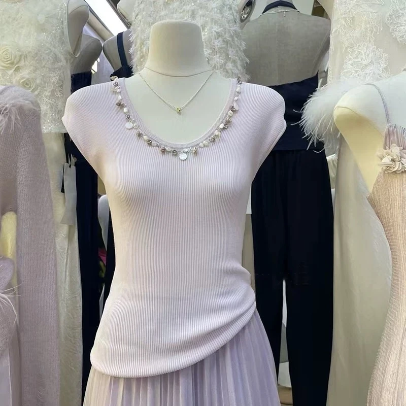 1（3822）夏季打底衫设计感修身时尚百搭上衣