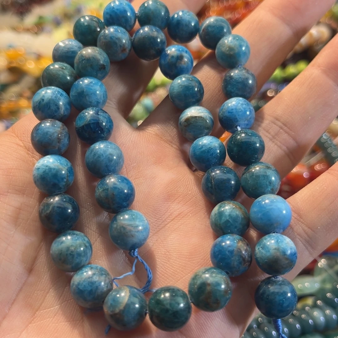 合金玛瑙/玉髓珠宝半成品蓝磷灰一条10mm