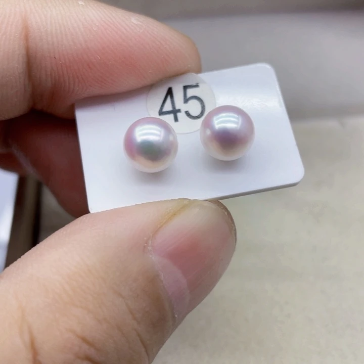 海水珍珠耳饰银S925镶嵌耳钉素钉