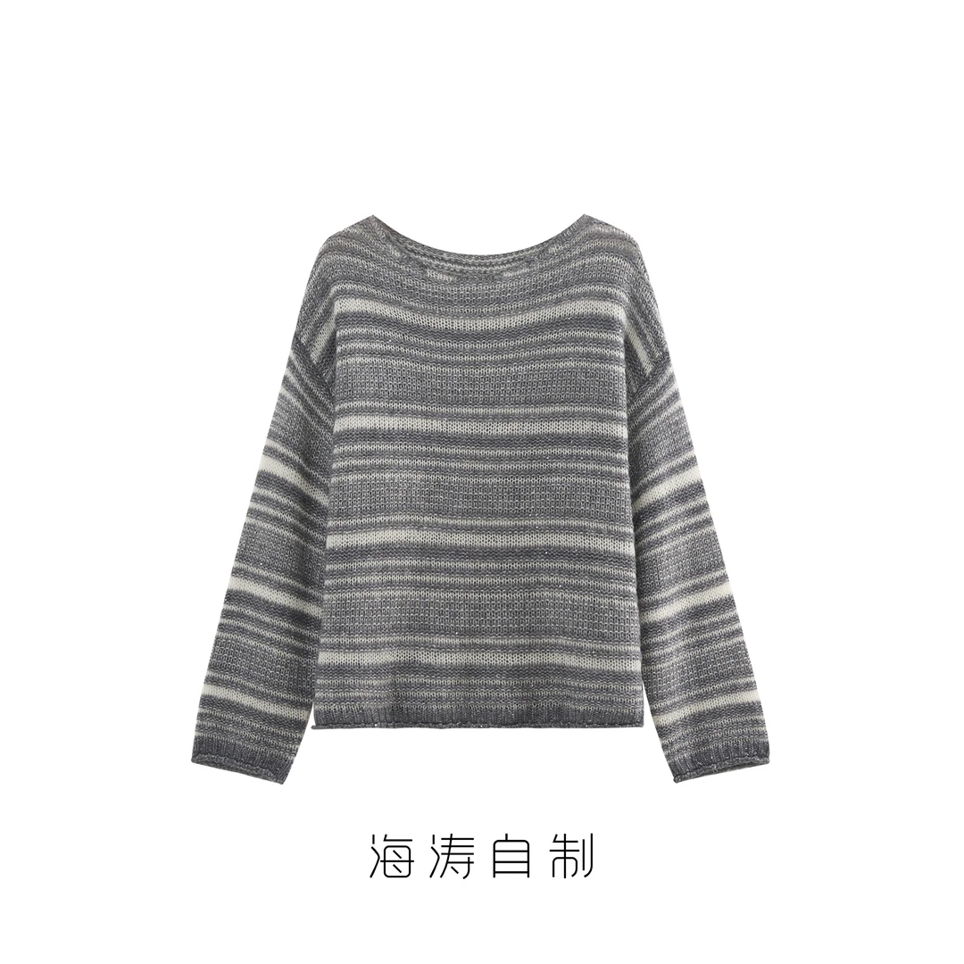 【海涛自制】绵羊毛天丝醋酸山羊绒马海毛圆领针织衫