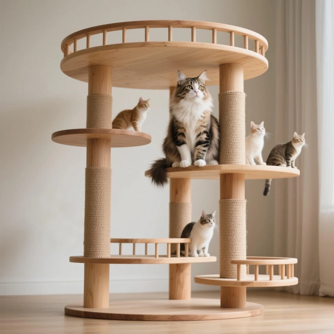 实木猫爬架猫树一体带透明太空舱猫窝不占地方剑麻猫抓柱子猫玩具