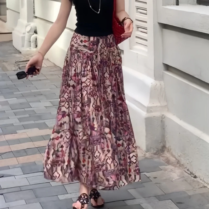 夏季复古浪漫绝美半身裙女2025新款超好看独特漂亮气质百搭长裙子