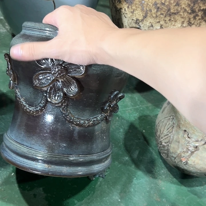 紫砂花盆口18高24