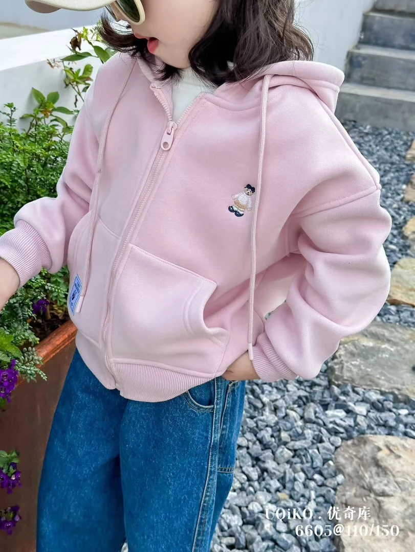 连帽加绒加厚款秋季纯色普通外套韩版上衣加厚潮流卫衣春季