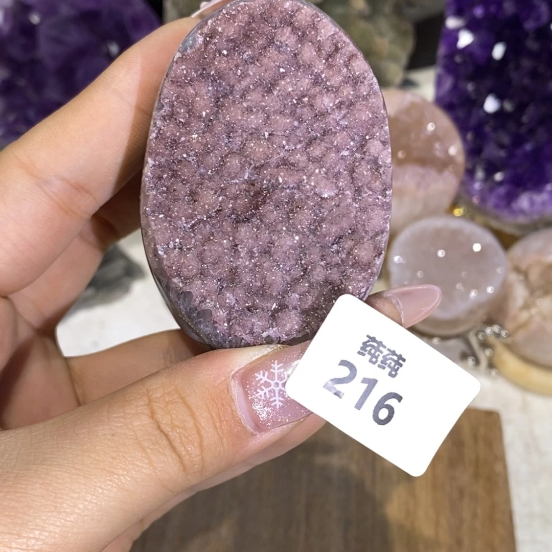 紫晶大型摆件（非配饰）未镶嵌蛋形粉色