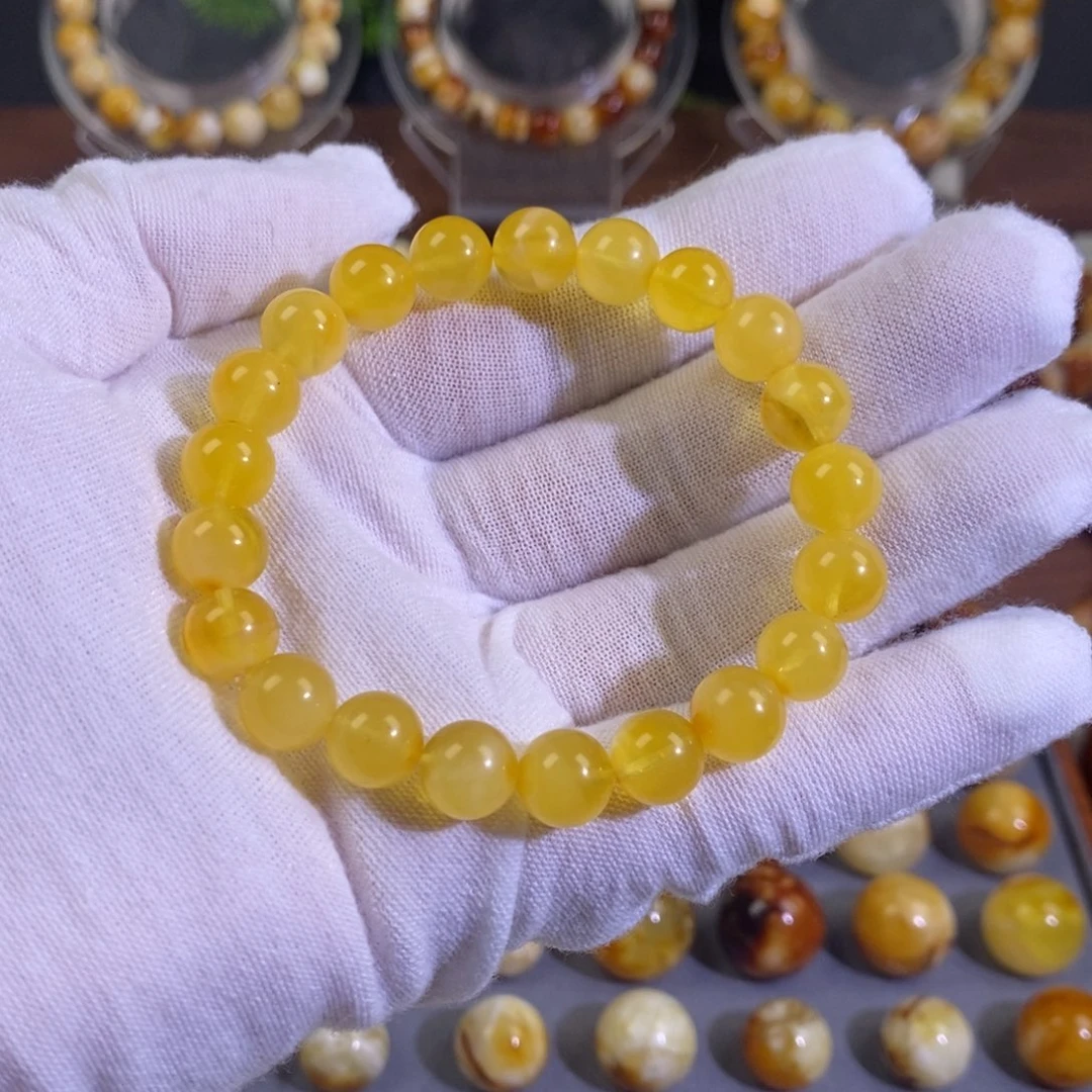 琥珀未镶嵌裸石天然沁色蜜蜡焦皮料手串