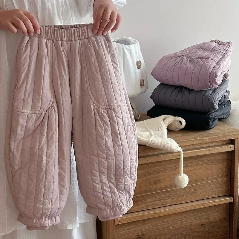 儿童冬季绗缝加厚保暖棉裤