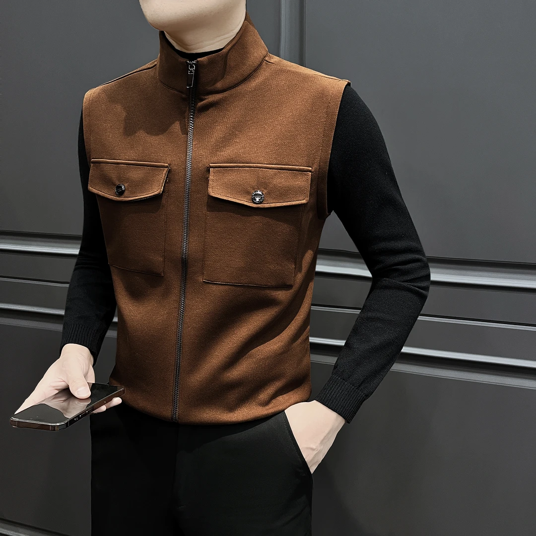 多口袋拉链棉马甲男款秋冬外穿新款2025爆款痞帅男装时尚男士背心