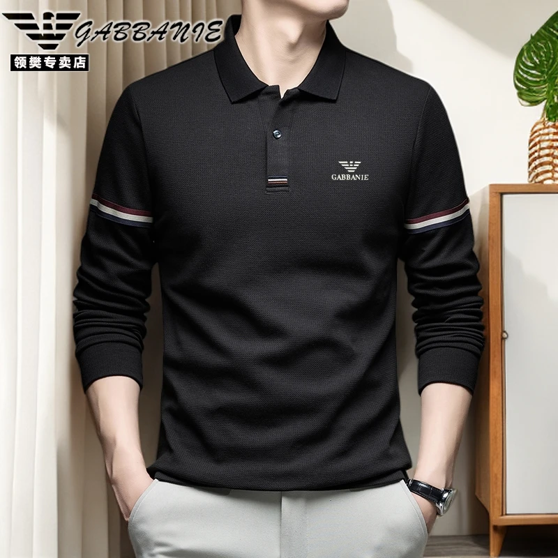 意大利轻奢男士T恤春秋季品牌男装长袖潮流商务休闲翻领POLO衫