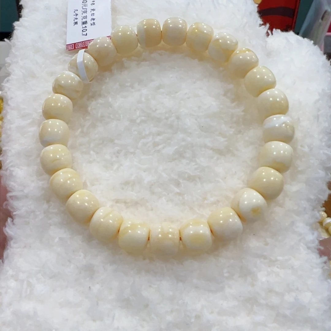 蜜蜡手链未镶嵌留****莲9m瓷白