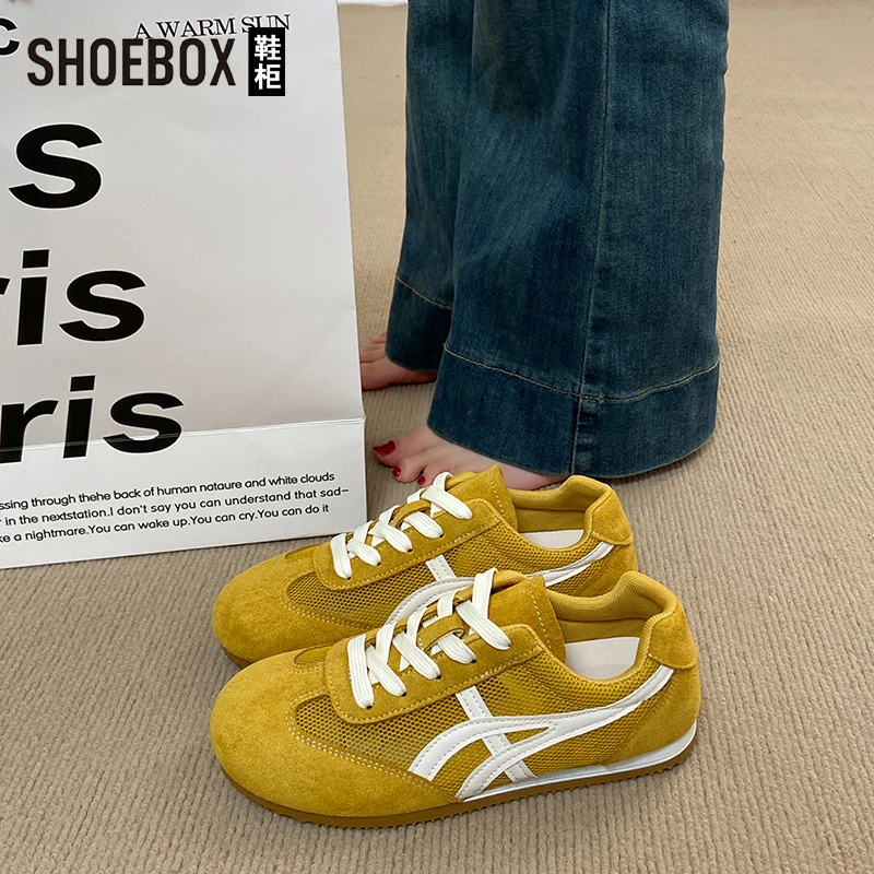 达芙妮集团旗下阿甘鞋女2025新款爆款黄色德训鞋百搭休闲运动鞋女