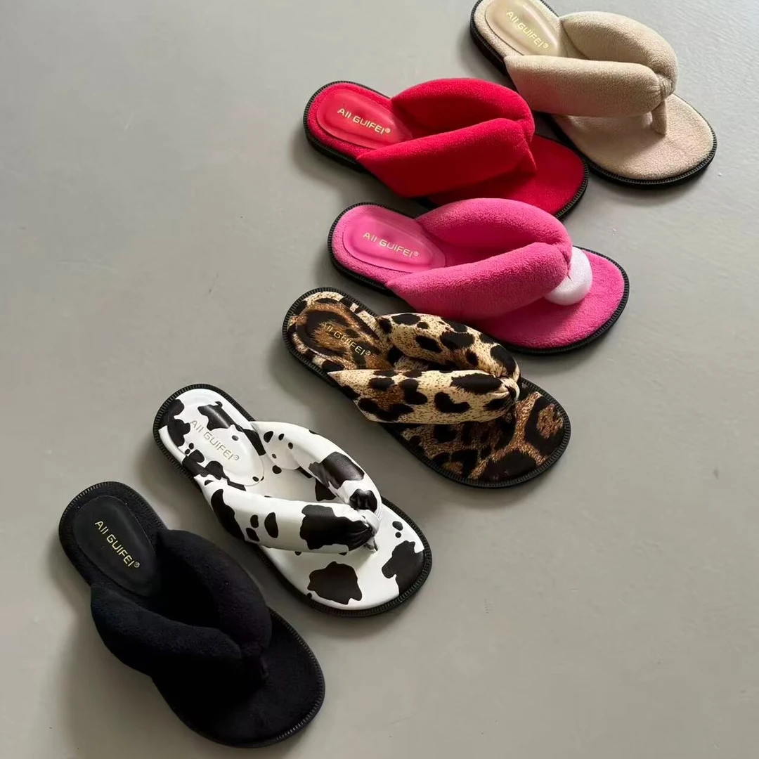 平底人字拖鞋女夏外穿2025新款豹纹夹脚凉拖鞋女鞋小众凉鞋1