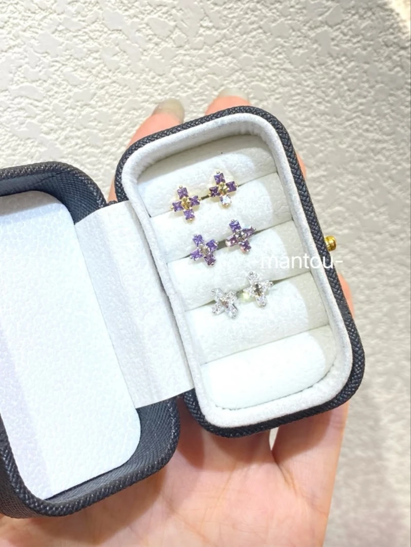 铜合金锆石耳饰 养耳洞mini闪锆小巧精致十字架｜耳蜗耳垂耳骨耳饰