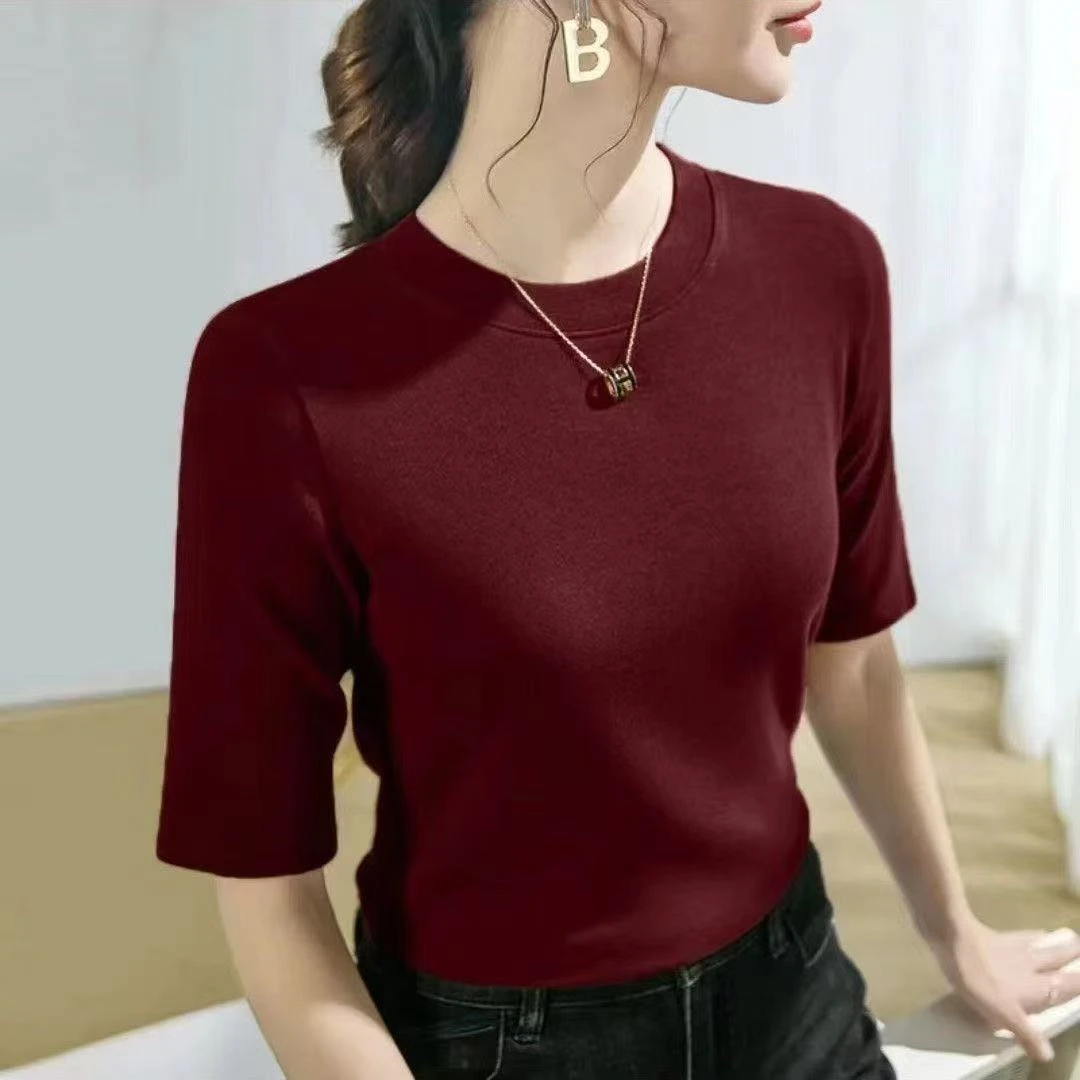 五分袖高端上衣女装春款2025新款爆款高贵上档次女装面料柔软舒适