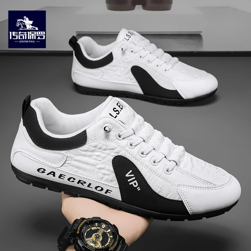 传奇保罗男鞋秋季2025新款防滑软底运动休闲鞋百搭一脚蹬豆豆鞋男