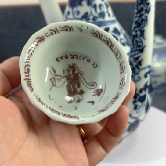 涛***旧壶一个青花人物故事主人杯