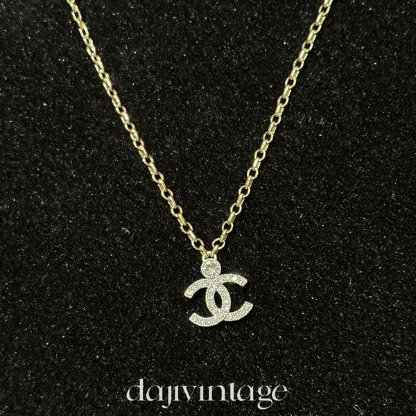 大吉中古/Chanel香奈儿25v满钻双C吊坠项链