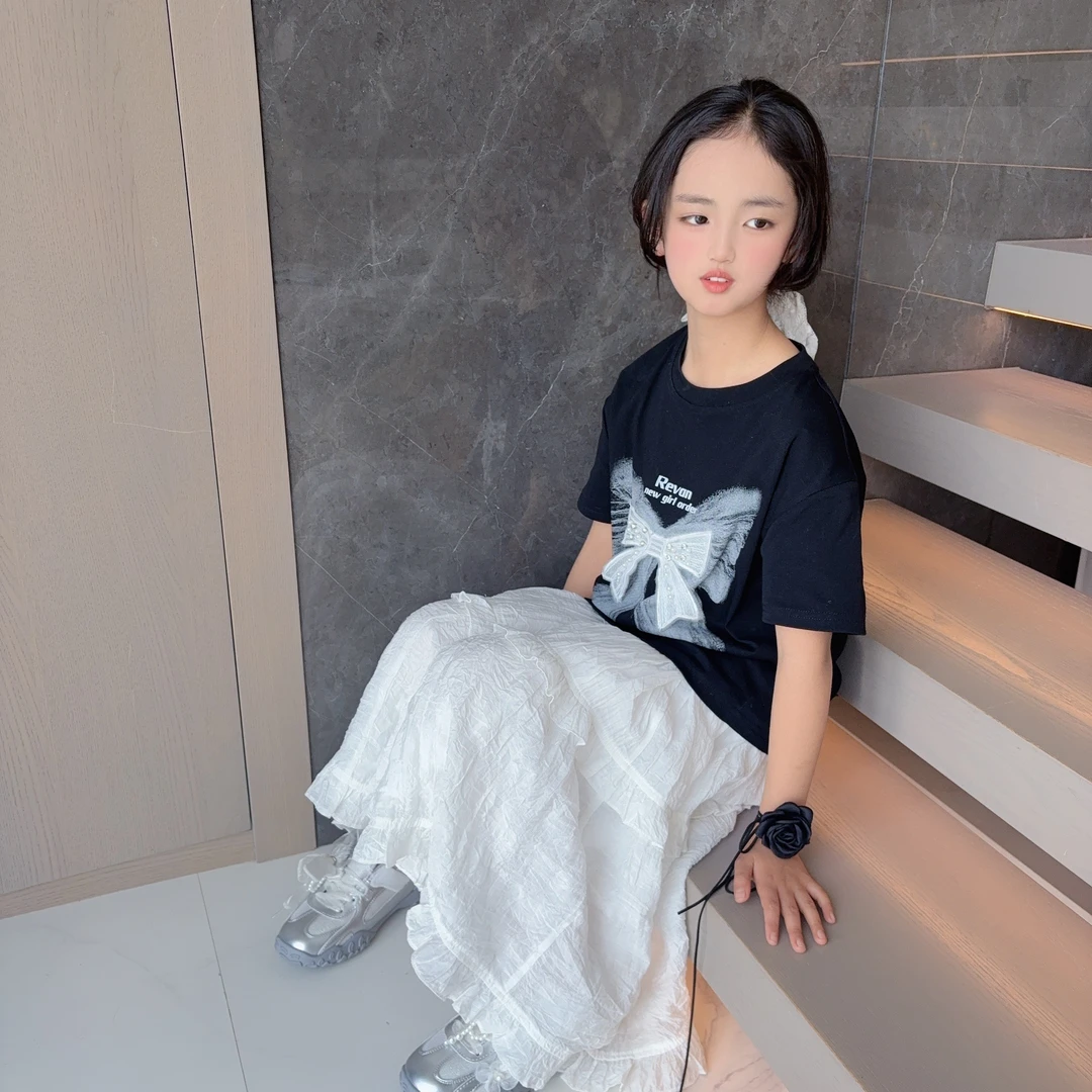 现货【奶油千层】夏季女纯色气质纱裙女孩蕾丝欧式洋气裙子AL2508