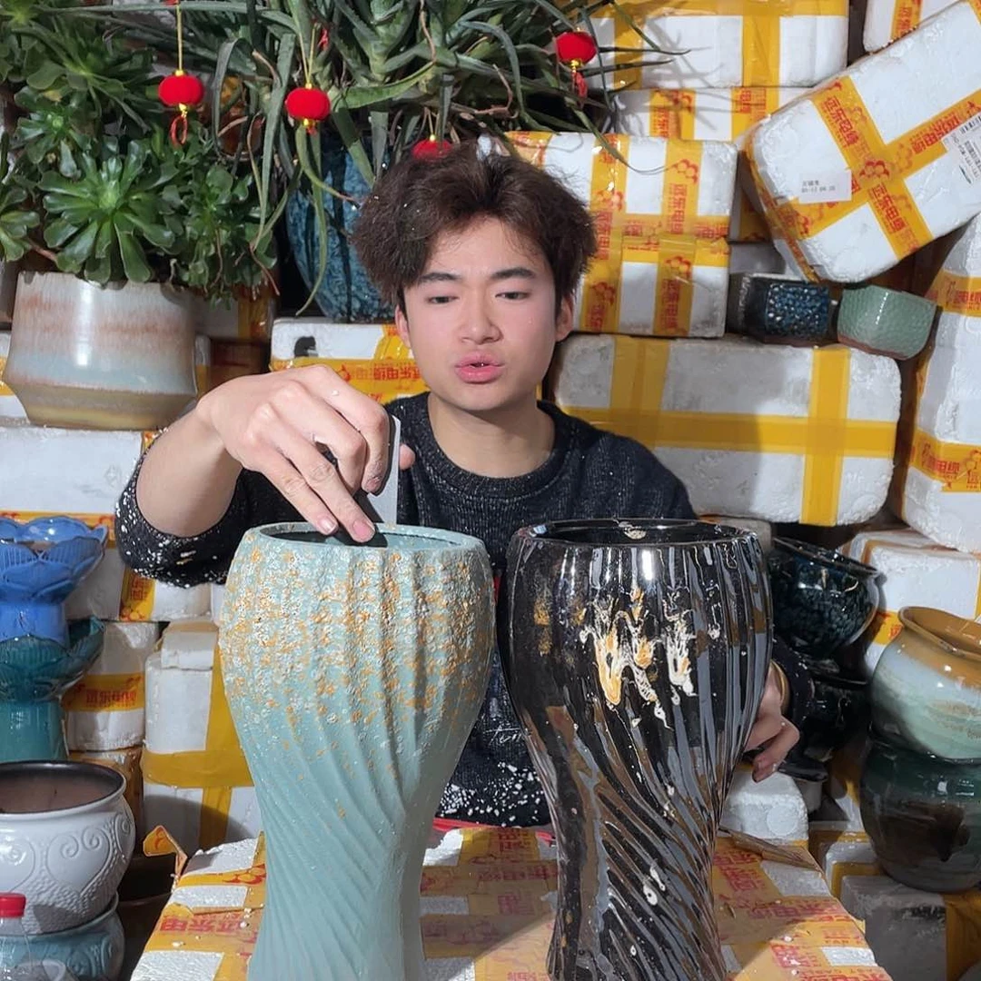 无铅玻璃宜兴紫砂花盆