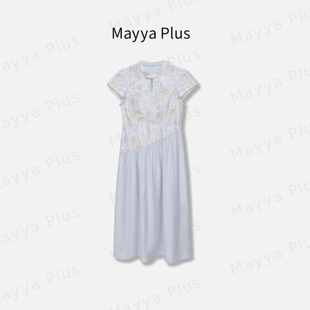 【忆江南】Mayya Plus麦芽定制轻奢气质欧若风短袖连衣裙32527268