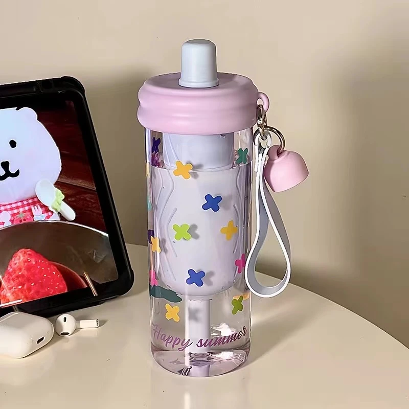 XB866 风花茶吸管杯650ml紫色