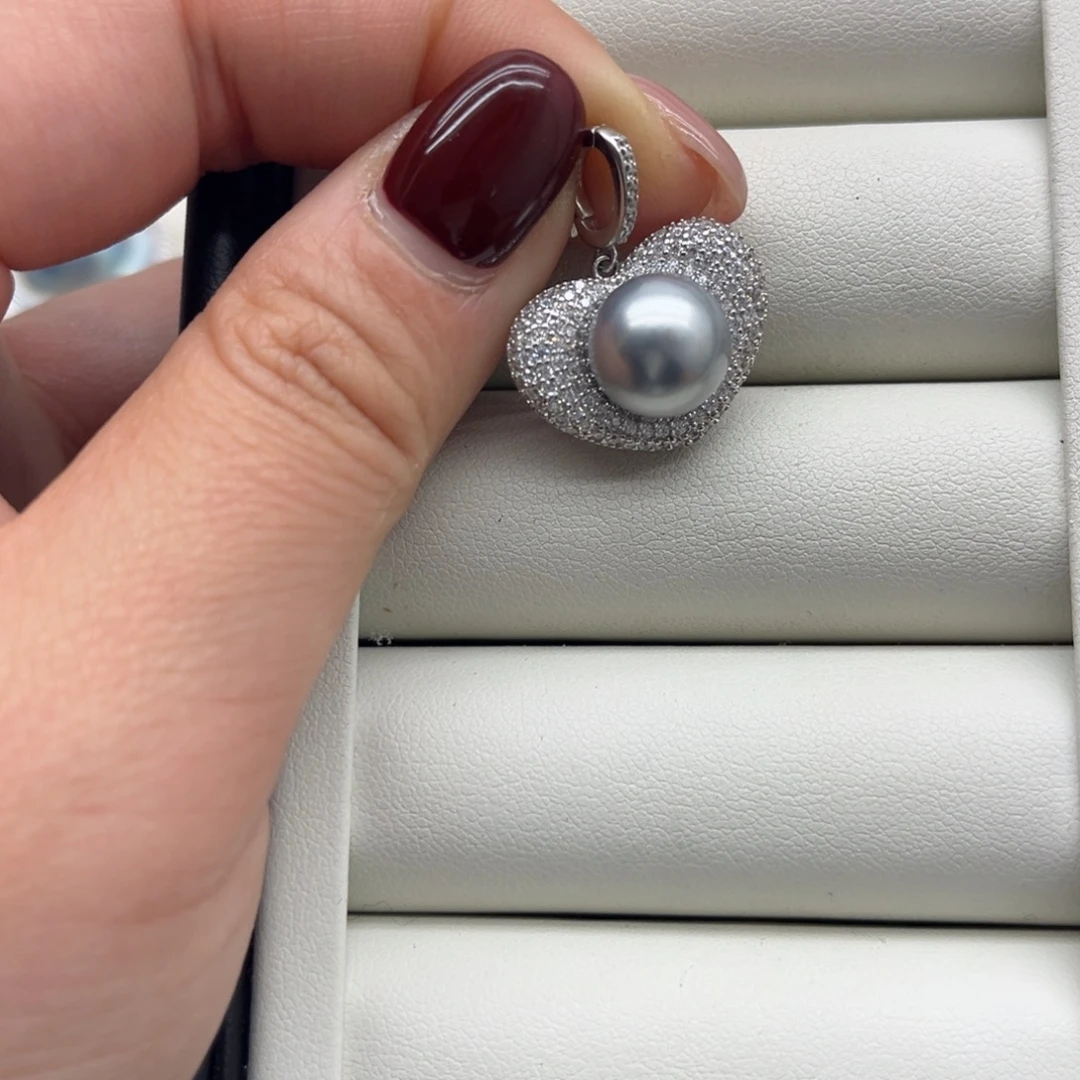 海水珍珠银S925镶嵌吊坠(不含链)