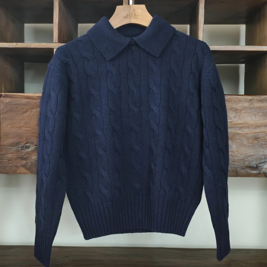 女士翻领气质百搭麻花商务休闲长袖针织衫MA5SYDZ1416