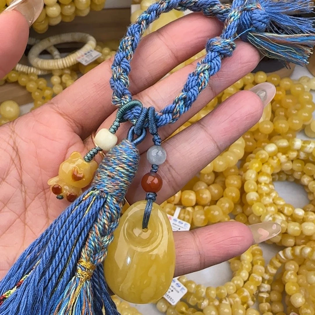 未镶嵌蜜蜡裸石水滴DIY挂链