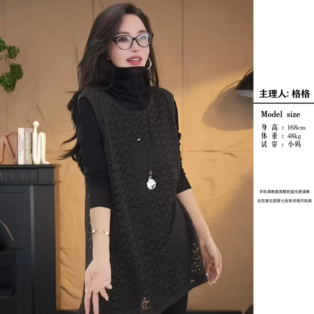 【格小姐】2515-2秋款欧版流苏风时尚潮流圆领镂空侧开叉落肩袖上衣