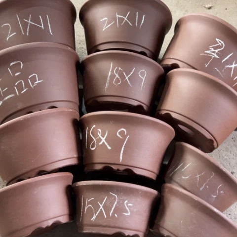 紫砂花盆紫砂处理12个。