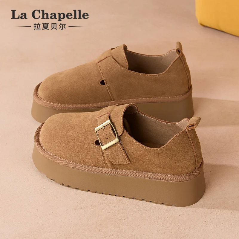 拉夏贝尔勃肯鞋2025冬季新款厚底增高一脚蹬休闲百搭小众情侣外穿