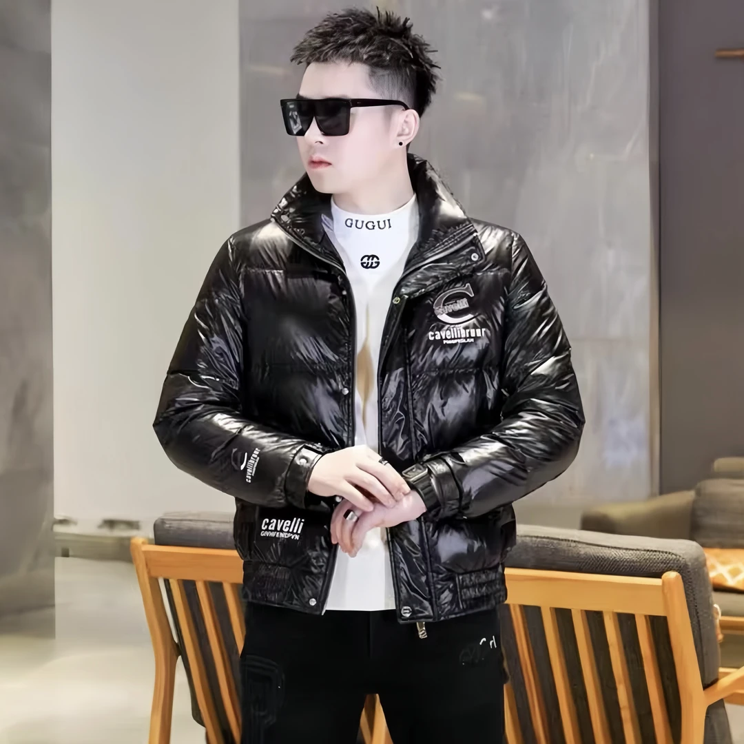 （诚博服饰）男士新国标90白鸭绒 刺绣个性立领羽绒服夹克25262