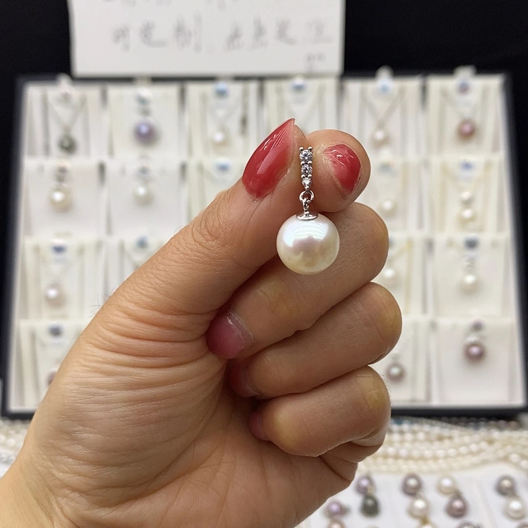 淡水珍珠银S925镶嵌吊坠(不含链)