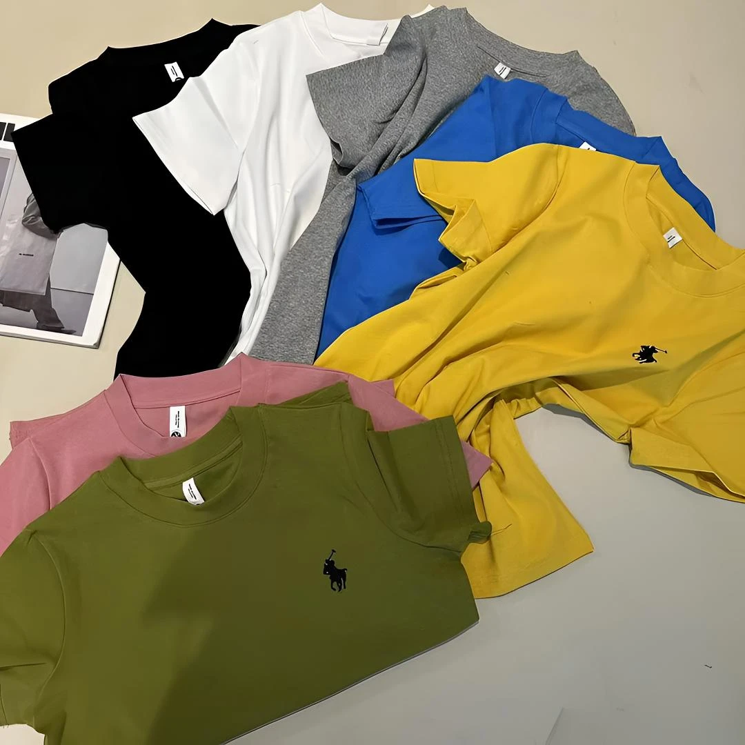 《姚家优麦汇》春款7820小马刺绣短袖圆领设计感时尚百搭显瘦上衣女