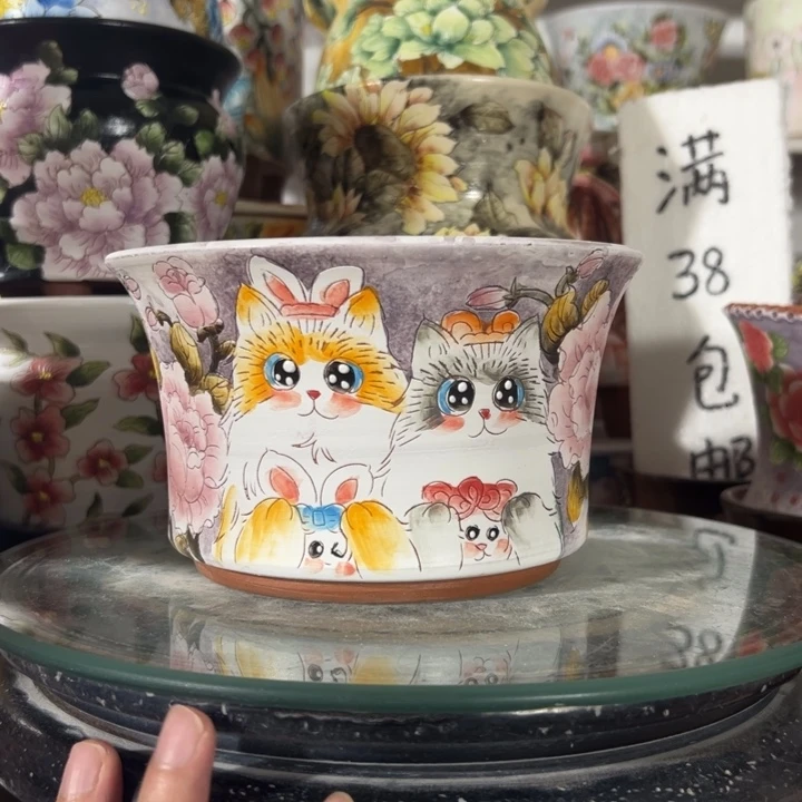 景德镇手绘花盆满38包邮偏远地区除外