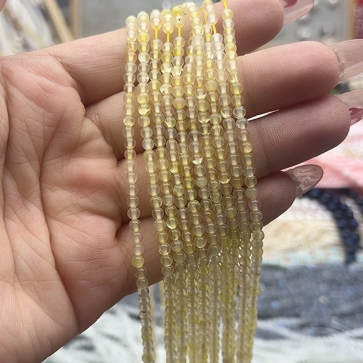 玛瑙/玉髓珠宝半成品未镶嵌一条3mm左右冰种黄玛瑙