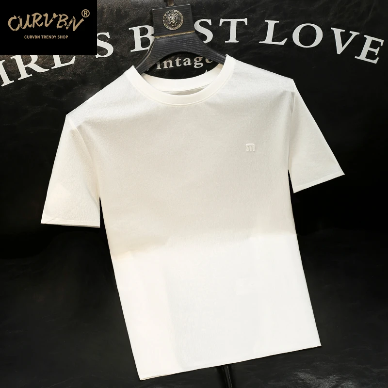 简约纯色圆领短袖T恤男士青年薄款2025夏季新品半袖体恤衫透气潮