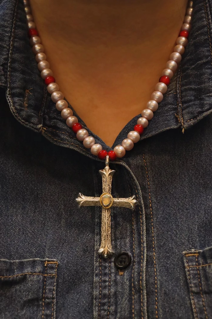 非金属玻璃项链 非凡手作印第安纯手工十字架项链复古