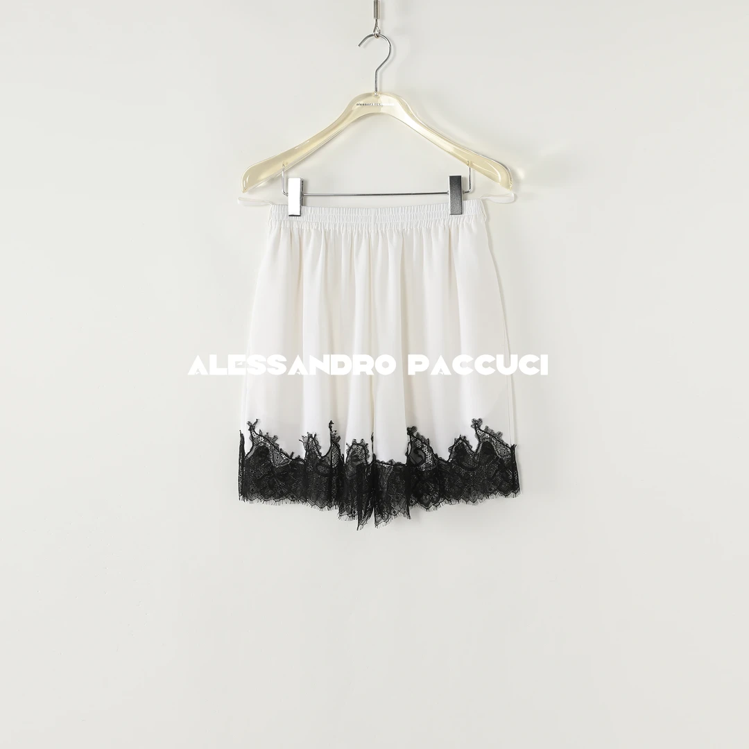 AP洛哥52148KD黑标/桑蚕丝蕾丝装饰时尚百搭裤子短裤 夏季