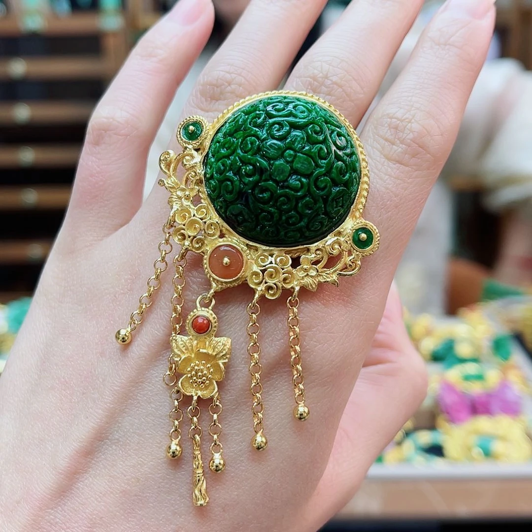 银S925镶嵌戒指翡翠48小时鉴赏期1