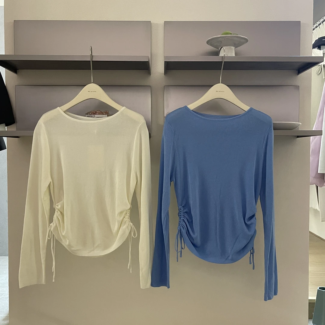 52066 简约抽绳设计针织衫